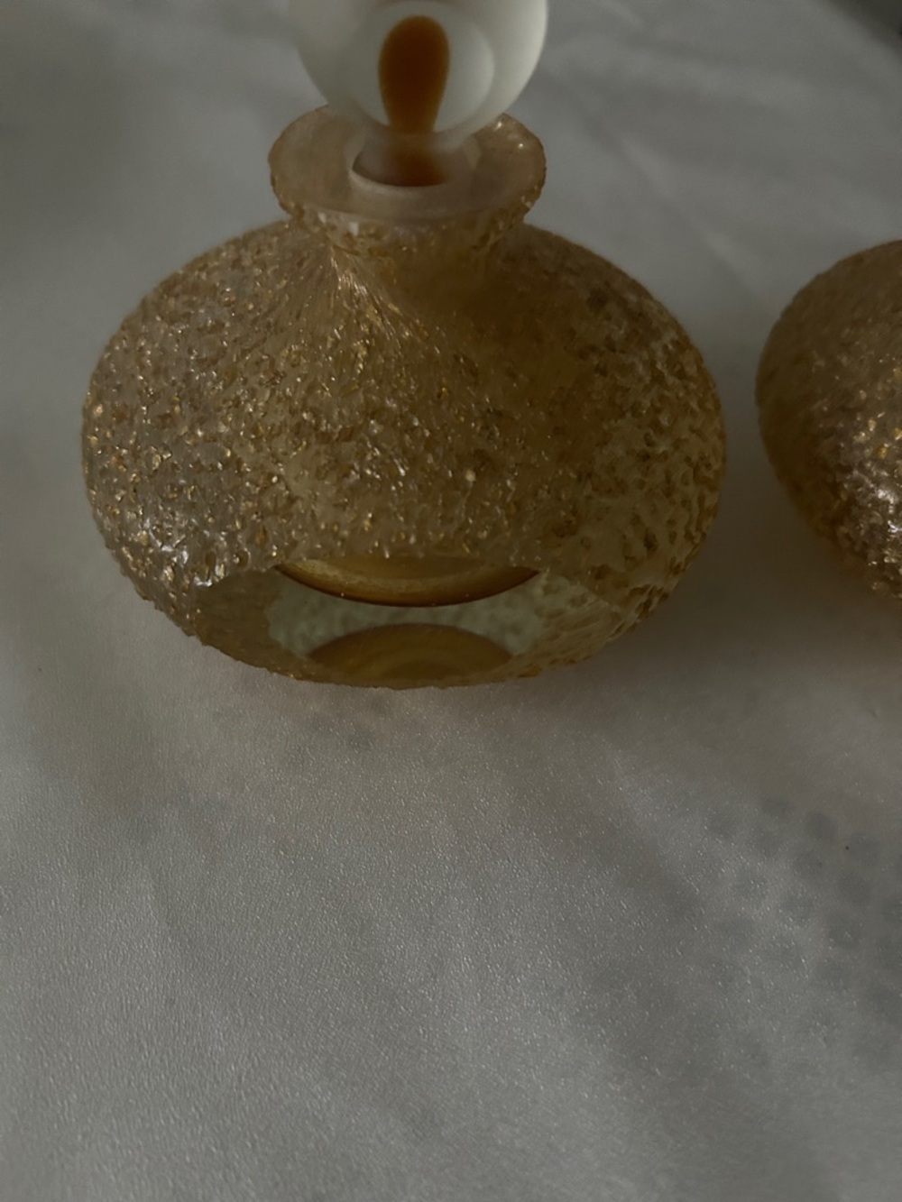 Amber Textured Glass Perfume Bottle - Decorative Vanity Accent